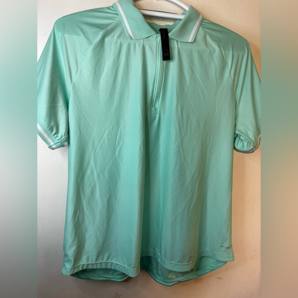 Mondetta Mint Green Performance Polo – Zip Neck Athletic Top